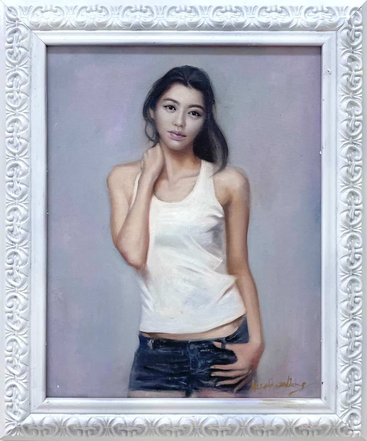 Contemporary portrait in casual clothing with a neutral ground.
